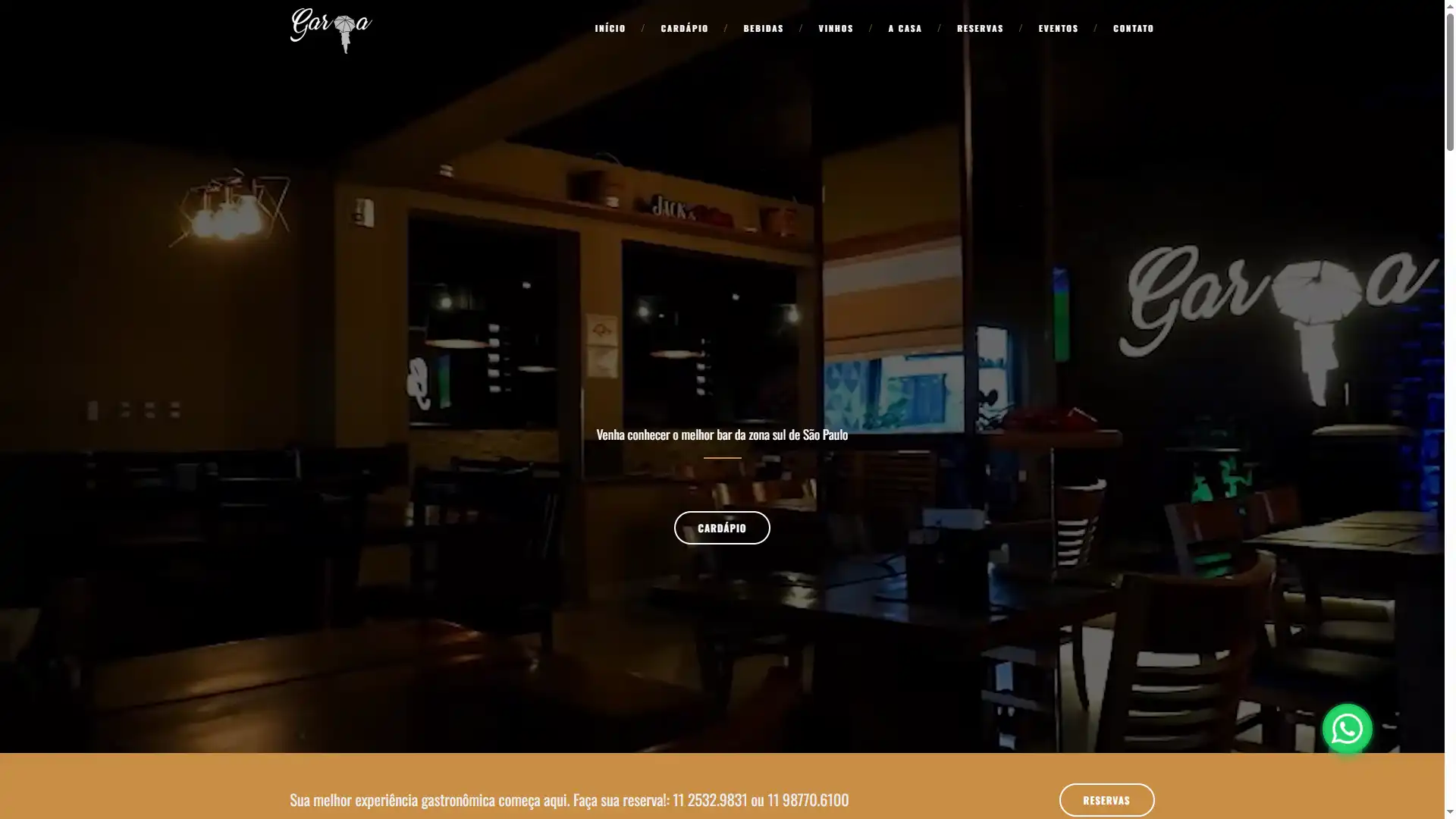 Garoa Bar liderando no Google para bares na zona sul SP