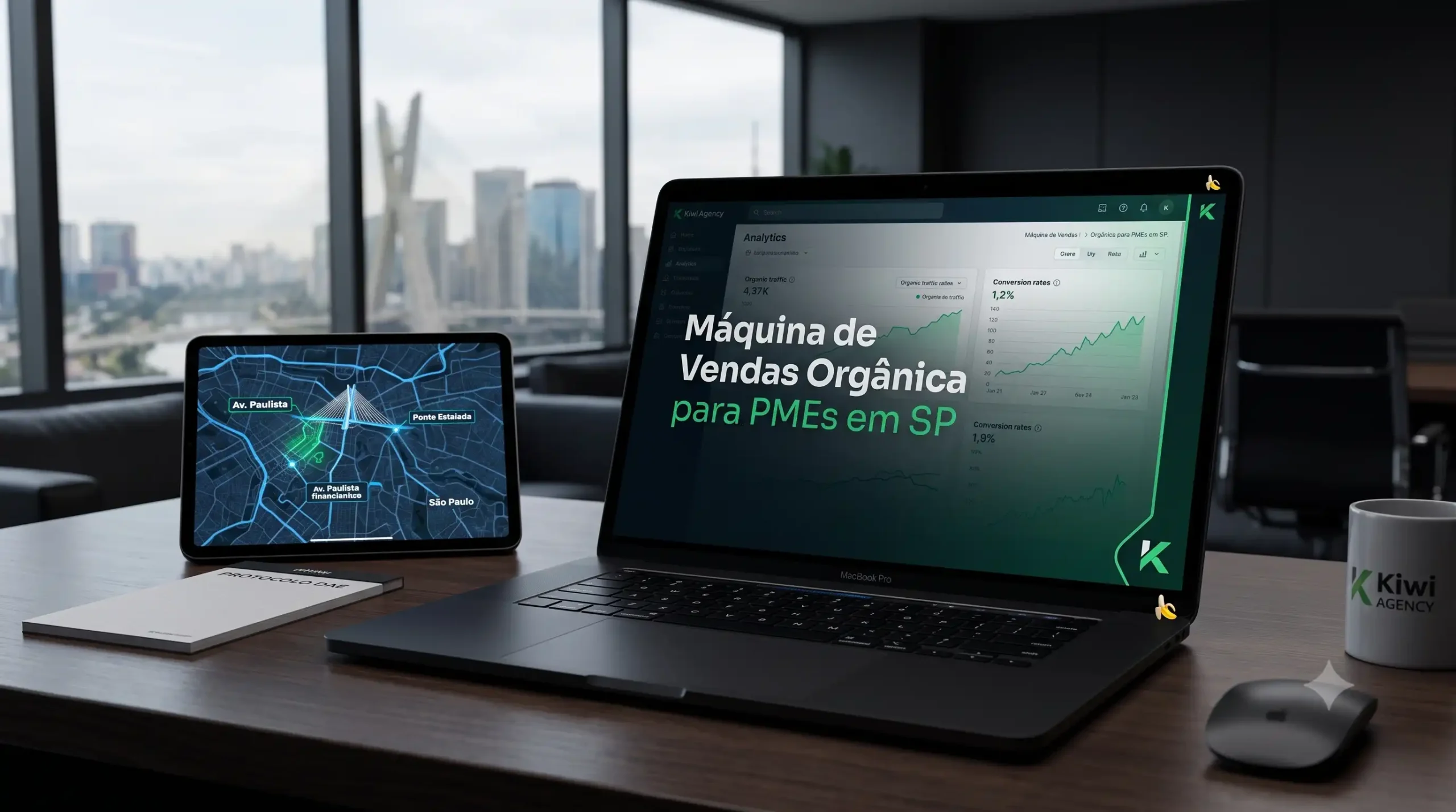 Infográfico explicando como criar uma máquina de vendas na internet para PMEs em São Paulo - Protocolo DAE Kiwi Agência